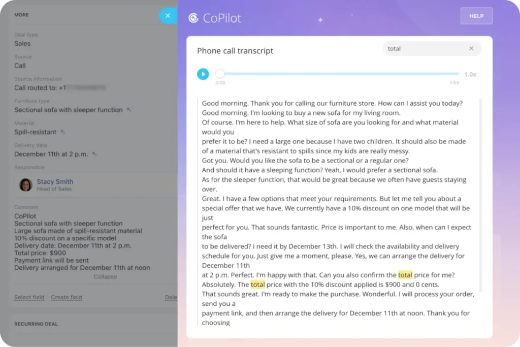 Call transcription and summarization